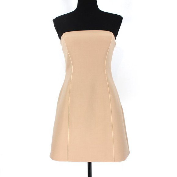 SIR The Label Adrien Bandeau Strapless A-Line Mini Dress X-Small Tan Fit & Flare - Picture 1 of 7